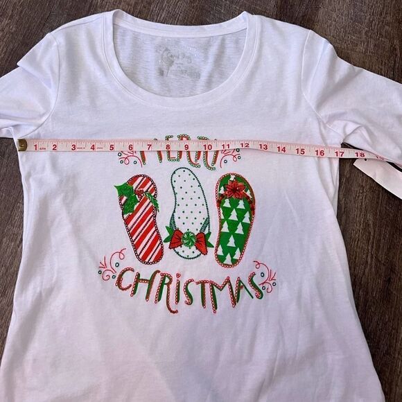 Coral Bay Merry Christmas Top-Size Small Petite - Picture 5 of 7